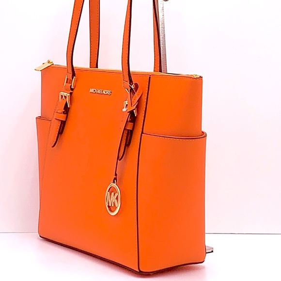 MICHAEL KORS Jet Set Large Crossgrain Leather Top-Zip Charlotte Tote Bag… - Picture 2 of 14